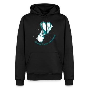 Cancer Awareness Shirt, Ovarian Cancer Awareness - Men’s Premium Organic Hoodie - black - Front - Nico (187cm)