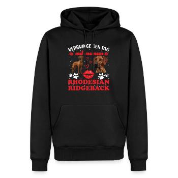 Ridgeback VERBRINGE DEN TAG MIT RIDGEBACK - Männer Premium Bio Hoodie - Schwarz - Vorne - Nico (187cm)