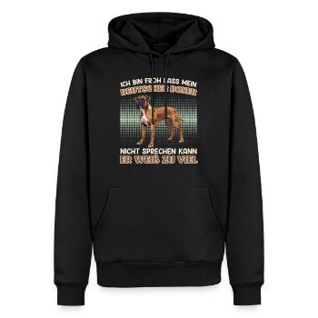 Boxer Hund BIN FROH DASS MEIN BOXER NICHT SPRICHT - Männer Premium Bio Hoodie - Schwarz - Vorne - Nico (187cm)