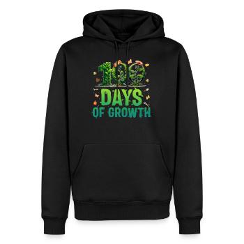 Schulhemd, 100 Tage Wachstum Pflanzen anbauen - Männer Premium Bio Hoodie - Schwarz - Vorne - Nico (187cm)