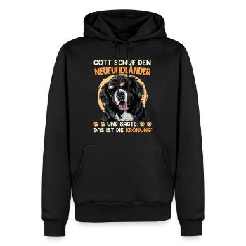 Gott schuf den Neufundländer Hund - Männer Premium Bio Hoodie - Schwarz - Vorne - Nico (187cm)