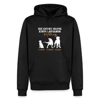 Labrador Hund DIE ENTWICKLUNG EINES LABRADORS - Männer Premium Bio Hoodie - Schwarz - Vorne - Nico (187cm)