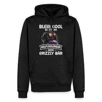 Newfie BLEIB COOL NEUFUNDLÄNDER KEIN GRIZZLY - Männer Premium Bio Hoodie - Schwarz - Vorne - Nico (187cm)