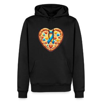 Pizza Heart Down Syndrome Awareness - Men’s Premium Organic Hoodie - black - Front - Nico (187cm)
