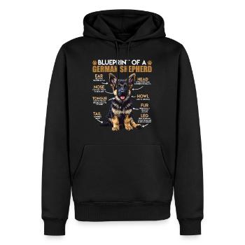 Berger allemand plan d’un berger allemand drôle - Sweat à capuche Premium bio Homme - noir - Devant - Nico (187cm)