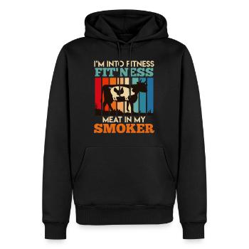 Griller J’AIME LA VIANDE DE FITNESS DANS MON FUMOIR Drôle - Sweat à capuche Premium bio Homme - noir - Devant - Nico (187cm)