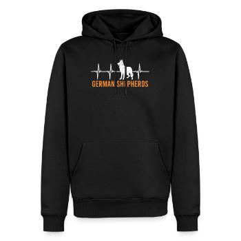 Berger allemand HEARTBEAT Bergers allemands - Sweat à capuche Premium bio Homme - noir - Devant - Nico (187cm)