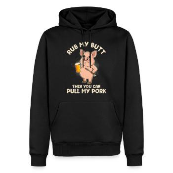 Mangeur de viande FROTTER MES FESSES PUIS TIRER MON PORC - Sweat à capuche Premium bio Homme - noir - Devant - Nico (187cm)