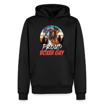 Deutscher Boxer PROUD BOXER GUY Cooles Boxer - Männer Premium Bio Hoodie - Schwarz - Vorne - Nico (187cm)