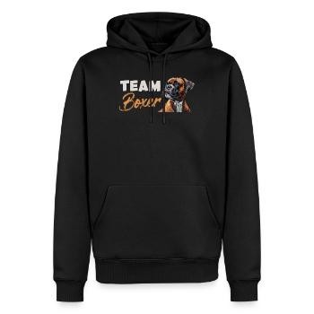 Boxer allemand BOXER TEAM Chien Propriétaire Boxer - Sweat à capuche Premium bio Homme - noir - Devant - Nico (187cm)