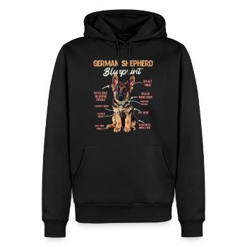 German Shepherd BLUEPRINT Lustiges Schäferhund - Männer Premium Bio Hoodie - Schwarz - Vorne - Nico (187cm)