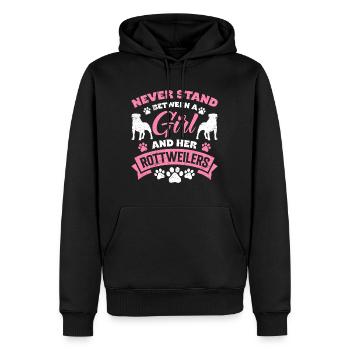 Rottie NE SE TIENT JAMAIS ENTRE UNE FILLE ET ELLE - Sweat à capuche Premium bio Homme - noir - Devant - Nico (187cm)