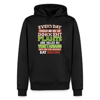 Anti Vegan DES MILLIERS DE PLANTES INNOCENTES TUÉES - Sweat à capuche Premium bio Homme - noir - Devant - Nico (187cm)