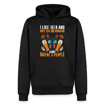 Propriétaire d’un doberman LIKE BEER ET MY DOBERMAN - Sweat à capuche Premium bio Homme - noir - Devant - Nico (187cm)