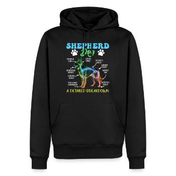 Schäferhund SHEPHERD DOG DETAILED BREAKDOWN - Männer Premium Bio Hoodie - Schwarz - Vorne - Nico (187cm)
