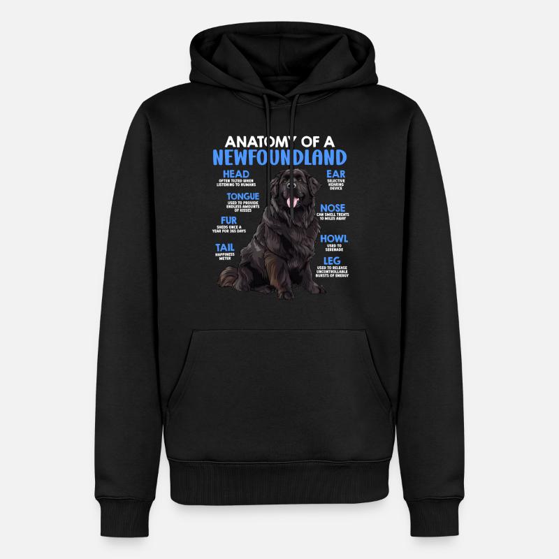 Terre-Neuve ANATOMIE D’UN TERRE-NEUVE Chiens - Sweat à capuche Premium bio Homme - noir