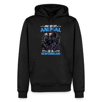 Newfie Besitzer MY SPIRIT ANIMAL IS A NEWFOUNDLAND - Männer Premium Bio Hoodie - Schwarz - Vorne - Nico (187cm)