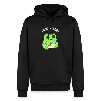 Grenouille Kawaii Folle Avec Couteau - Sweat à capuche Premium bio Homme - noir - Devant - Nico (187cm)