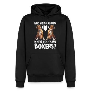 Chien Boxer QUI A BESOIN DE NORMALITÉ AVEC BOXER Drôle - Sweat à capuche Premium bio Homme - noir - Devant - Nico (187cm)