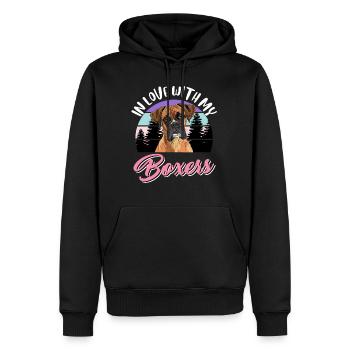 Boxer allemand AMOUREUX DE MON BOXER Femme - Sweat à capuche Premium bio Homme - noir - Devant - Nico (187cm)