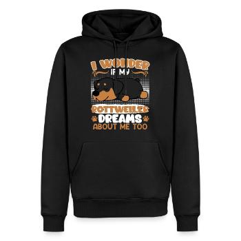 Propriétaire de Rottie JE ME DEMANDE SI MES RÊVES DE ROTTWEILER - Sweat à capuche Premium bio Homme - noir - Devant - Nico (187cm)