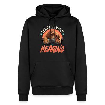 Rhodesian Ridgeback Drôle ÉCOUTE SÉLECTIVE - Sweat à capuche Premium bio Homme - noir - Devant - Nico (187cm)