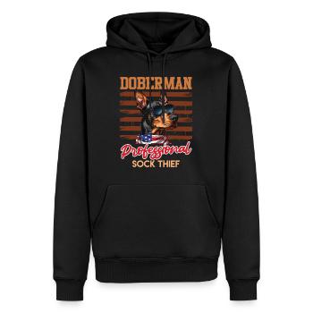 Doberman PROFESSIONAL SOCK THIEF Funny - Men’s Premium Organic Hoodie - black - Front - Nico (187cm)