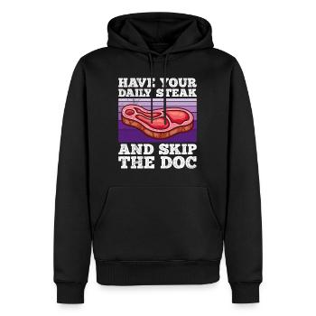 Fleisch fan a votre viande quotidienne skip doc - Sweat à capuche Premium bio Homme - noir - Devant - Nico (187cm)