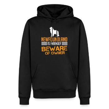 NEWFOUNDLAND IS FRIENDLY BEWARE OF THE OWNER - Männer Premium Bio Hoodie - Schwarz - Vorne - Nico (187cm)