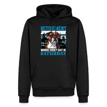 Boxer Hund RETIREMENT WHEN EVERY DAY IS SATURDAY - Männer Premium Bio Hoodie - Schwarz - Vorne - Nico (187cm)