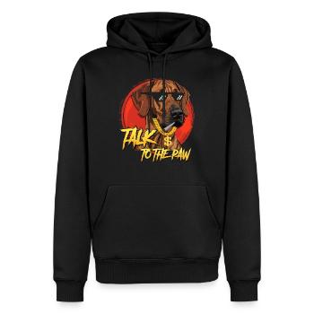 Rhodesian Ridgeback Stur TALK TO THE PAW Lustiges - Männer Premium Bio Hoodie - Schwarz - Vorne - Nico (187cm)