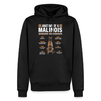 Berger Belge ANATOMIE D’UN BELGE - Sweat à capuche Premium bio Homme - noir - Devant - Nico (187cm)