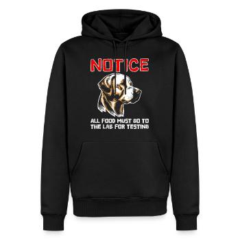 Labrador Liebhaber NOTICE All Food to Lab - Männer Premium Bio Hoodie - Schwarz - Vorne - Nico (187cm)
