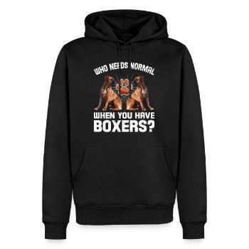 Boxer allemand QUI A BESOIN D’UN BOXER DE NORMALITÉ - Sweat à capuche Premium bio Homme - noir - Devant - Nico (187cm)