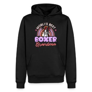 Hundeoma BESTE BOXER OMA DER WELT Deutscher - Männer Premium Bio Hoodie - Schwarz - Vorne - Nico (187cm)