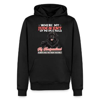 Terre-Neuve LÀ OÙ MA CONNAISSANCE DE LA NATURE HUMAINE ÉCHOUE - Sweat à capuche Premium bio Homme - noir - Devant - Nico (187cm)