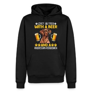 Ridgeback LIFE IS BETTER WITH BEER AND - Men’s Premium Organic Hoodie - black - Front - Nico (187cm)