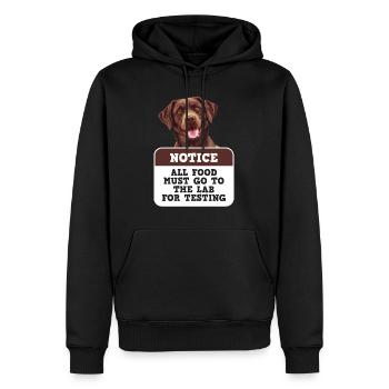 Chien Labrador TOUS LES ALIMENTS DOIVENT ÊTRE SOUMIS À DES TESTS DE LABORATOIRE - Sweat à capuche Premium bio Homme - noir - Devant - Nico (187cm)