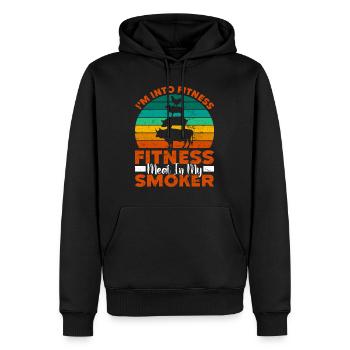 Griller J’AIME LA VIANDE DE FITNESS DANS MON FUMOIR Drôle - Sweat à capuche Premium bio Homme - noir - Devant - Nico (187cm)