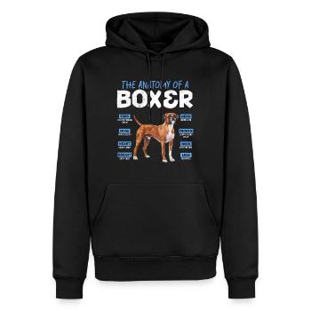 Boxer Besitzer ANATOMY OF A BOXER Lustig Deutscher - Männer Premium Bio Hoodie - Schwarz - Vorne - Nico (187cm)