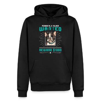 Frenchie PERSONAL STALKER RECHERCHÉ $1000 - Sweat à capuche Premium bio Homme - noir - Devant - Nico (187cm)