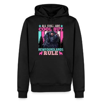 Neufundländer ALL DOGS ARE COOL BUT NEWFOUNDLANDS - Männer Premium Bio Hoodie - Schwarz - Vorne - Nico (187cm)