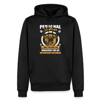 Bouledogue français PERSONAL STALKER drôle - Sweat à capuche Premium bio Homme - noir - Devant - Nico (187cm)