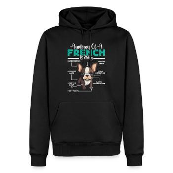 Frenchie ANATOMIE D’UN BOULEDOGUE FRANÇAIS Drôle - Sweat à capuche Premium bio Homme - noir - Devant - Nico (187cm)