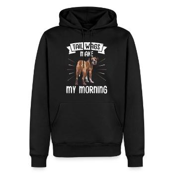Boxer Dog TAIL WAGS MAKE MY MORNING Funny - Men’s Premium Organic Hoodie - black - Front - Nico (187cm)