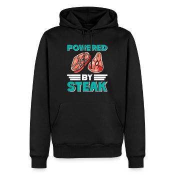 AMATEURS DE VIANDE PROPULSÉS PAR STEAK Fun - Sweat à capuche Premium bio Homme - noir - Devant - Nico (187cm)