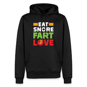 Bouledogue français MANGER RONFLEMENT PET AMOUR - Sweat à capuche Premium bio Homme - noir - Devant - Nico (187cm)