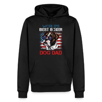 Deutscher Boxer USA WELTBESTER BOXER PAPA - Männer Premium Bio Hoodie - Schwarz - Vorne - Nico (187cm)