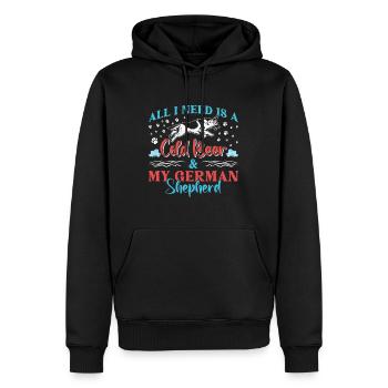 Berger allemand TOUT DONT J'AI BESOIN C'EST DE LA BIÈRE FROIDE - Sweat à capuche Premium bio Homme - noir - Devant - Nico (187cm)