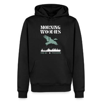 Drôle de dicton de chasseur de canards - Sweat à capuche Premium bio Homme - noir - Devant - Nico (187cm)